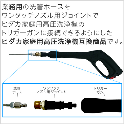 送料無料】ヒダカ家庭用高圧洗浄機互換 プロ仕様 洗管ホース 1.2分 青