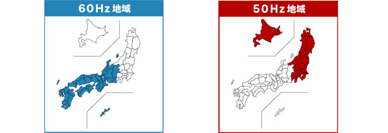 東日本と西日本のヘルツ帯